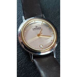 Vintage Grenen Denmark Brown Genuine Leather Date Ladies Watch - 4362